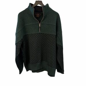 VINTAGE EIR OF VAIL MEN’S XL GREEN 100% WOOL HALF ZIP SWEATER